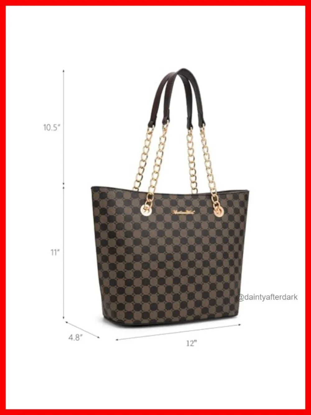 Chic Vegan Leather Chain Tote Handbag with Large Capacity Satchel